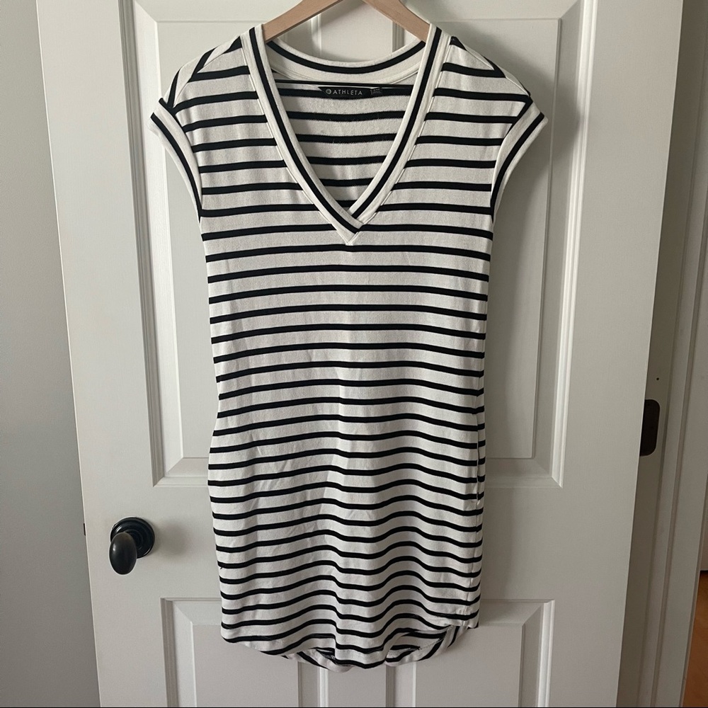 Athleta V-Neck Striped Modal Dress, XXS